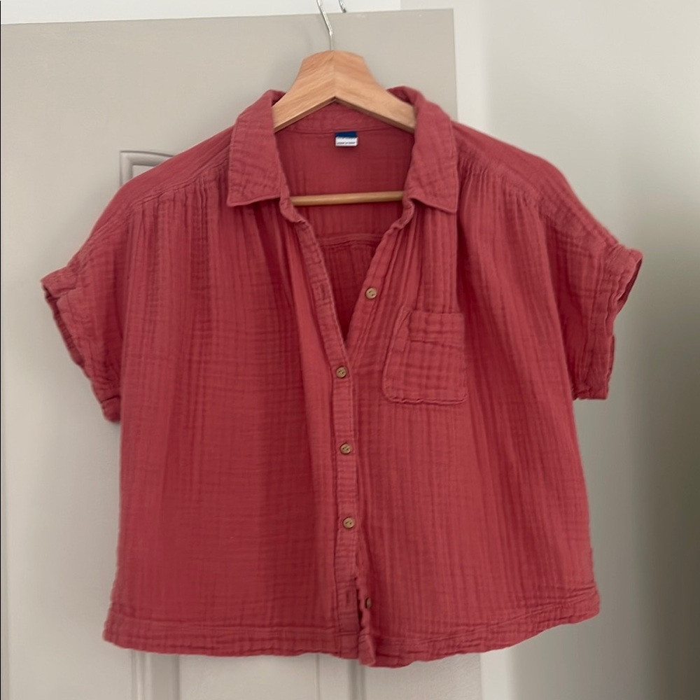 Old Navy Women's Button-Down Shirt - Rust Red